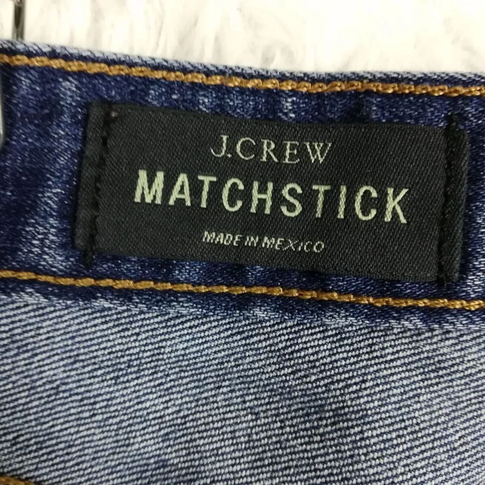 J. Crew Womens Jeans Capri Matchstick Blue‎ Denim Whiskering Stone Wash 26